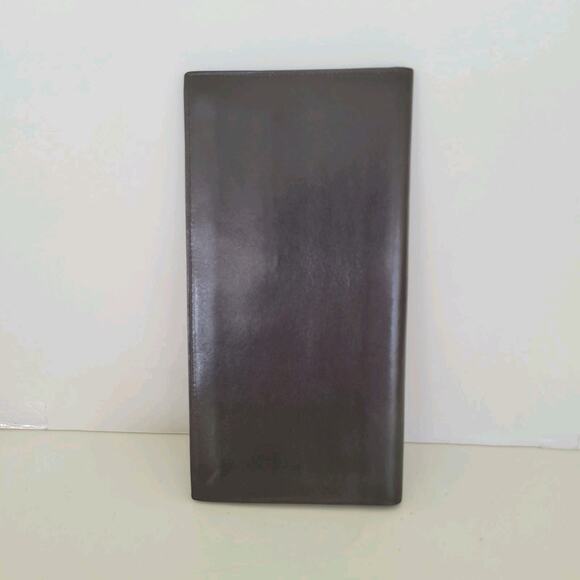 Dunhill Designer Checkbook Card Slim Bill Holder Wallet Brown Bifold Leather Vtg - Picture 2 of 10